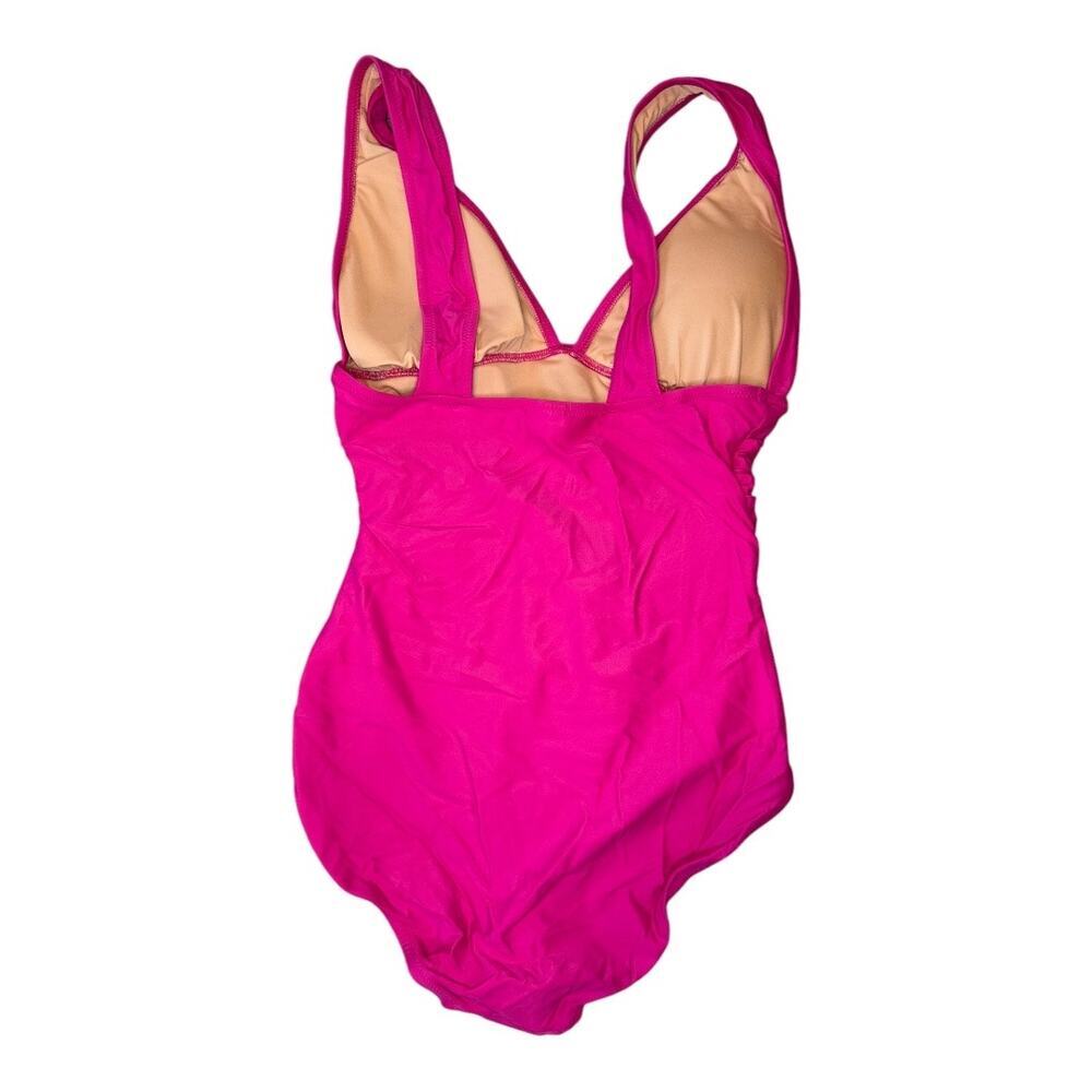 NEW J. Crew Women’s Size 8 Radiant Fuchsia Ruched V-neck One-piece NWT - Picture 3 of 6